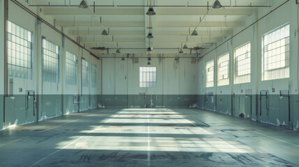 Obraz premium An empty , bright, unfriendly, competent and confident military training facility