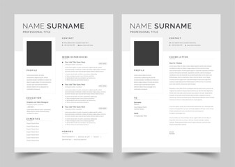 Obraz premium Minimalist Resume Layout, Resume and Cover Letter, a4 resume
