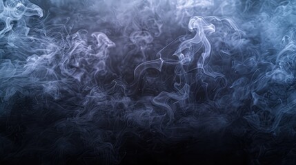 Mysterious minimalist art with iridescent smoke through matte black.