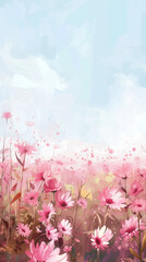 background with flowers and clouds