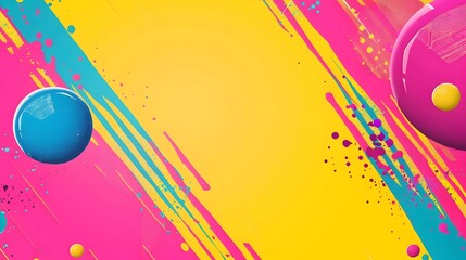 Obraz premium Vibrant Neon Retro 80s Inspired Pop Art Style Poster Banner Background with Empty Space for Mockup Design