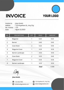 Black Blue Simple Business Invoice Template