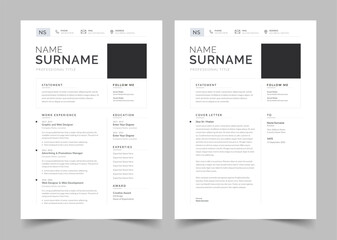 Minimalist Resume Layout, Resume and Cover Letter, a4 resume