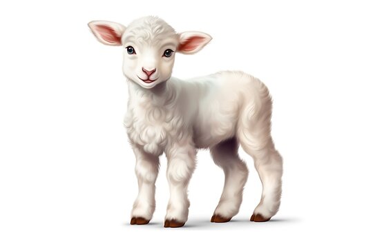 recommend clip art: illustration of cute sheep on white background,