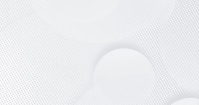 4k White light grey circular animated background with diagonal stripes. 3d geometric texture illustration. Bright circles animation. Clean simple pattern. Seamless looped elegant BG. Business diagonal