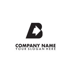 letter B and arrow symbol logo on white background.