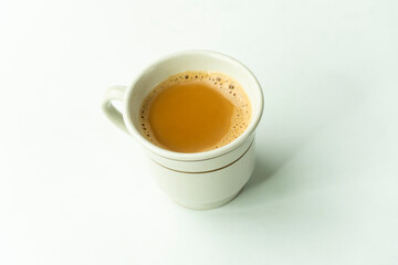 Milk Tea indian Chai famous karak tea on white background