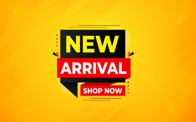 New Arrival banner template design. product label background design. New Arrival label For web and social media, new product background, product poster sign. Simple and modern vector illustration.