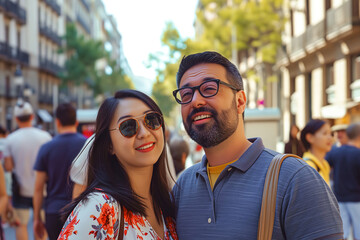 Young beautiful couple in Barcelona