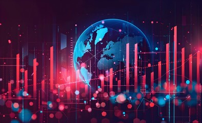 Illuminated Global Digital Data Analytics Network and Financial Market Visualization