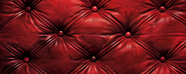 Fototapeta premium Red leather upholstery, textured background