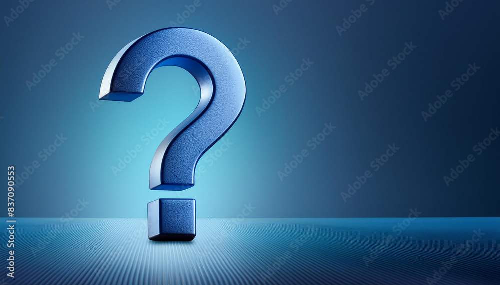 Fototapete question mark on blue background. symbol of doubt and uncertainty. faq and qa. problem solution.