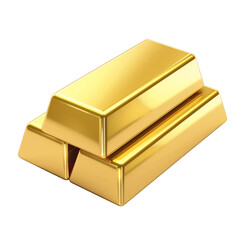 Golden bars in a 3D illustration, representing wealth, prosperity, and investment opportunities isolated on transparent background cutout png