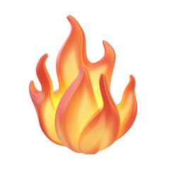 A vibrant 3D cartoon-style flame decoration, ideal for designs and promotions related to energy, passion, and excitement isolated on transparent background cutout png