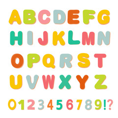 Alphabet with cartoon letters for children. Font design for kids.