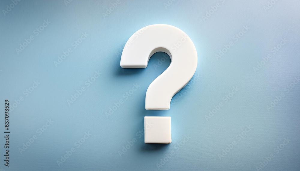 Poster question mark on blue background. symbol of doubt and uncertainty. faq and qa. problem solution.