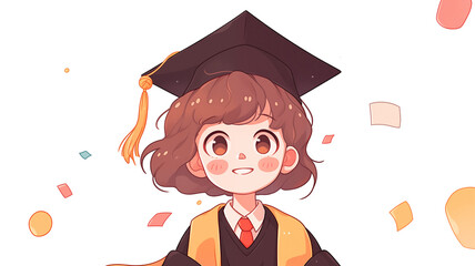 Hand drawn cartoon graduation girl illustration	
