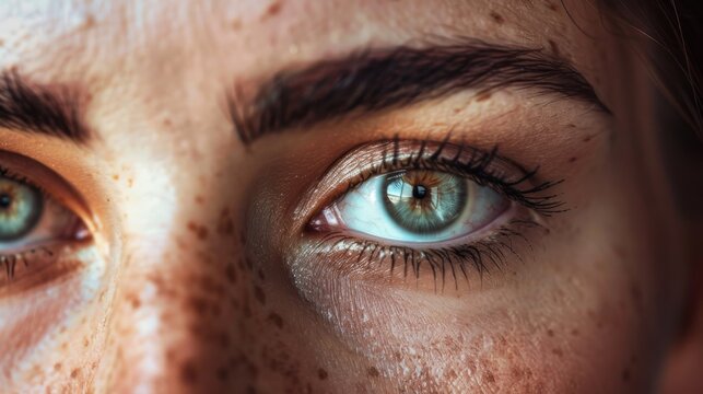A closeup of tired eyes with dark circles, exhaustion theme, front view, clear signs of fatigue, advanced tone, monochromatic color scheme