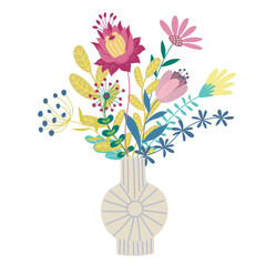Vector Illustration of Bouquet in the Vase.