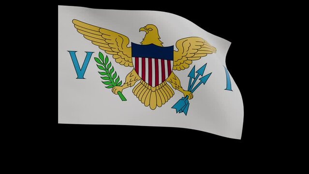 United States Virgin Islands flag 4k 3d render of a waving nation banner fluttering in the wind symbolises the country with transparent alpha channel mask for free space and isolated background no fla