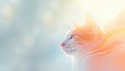 abstract gentle background with cat, gentle colors