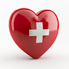 Obraz premium 3d heart with the Switzerland flag on it, white background