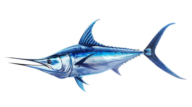 blue marlin fish full body isolated