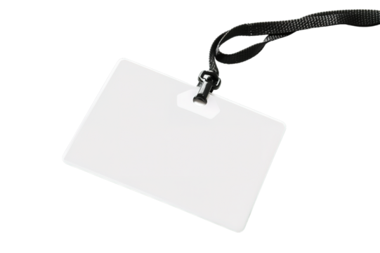 Blank white ID badge on black lanyard with copy space - Powered by Adobe