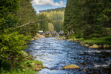 Rechel Bridge Hradlový most near Vydra in the Šumava National Park and Protected Landscape Area...