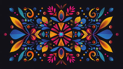 Fototapeta premium Cute vector logo with a traditional ethnic motif in bright colors