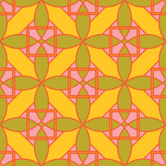 Vector seamless geometric ornamental pattern. Tile mosaic vibrant texture Decorative bright colorful background. Vector repeatable symmetry print