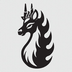 Simple lama logo icon, black vector illustration on transparent background