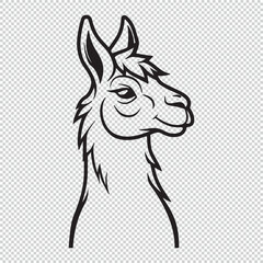 Simple lama logo icon, black vector illustration on transparent background