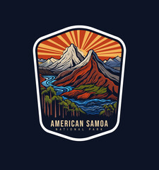 Emblem sticker patch logo illustration of American Samoa National Park on dark background