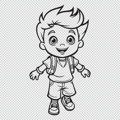 Simple boy logo icon, black vector illustration on transparent background