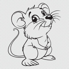 Cute simple mouse icon design, black vector illustration on transparent background