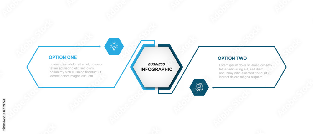 Poster 2 step process infographic template vector with icons suitable for workflow, business information, and web graphic design 