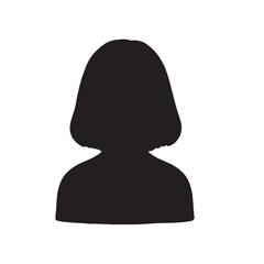 ボブヘアスタイルの女性シルエットイラスト　黒