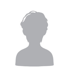 ショートカットの女性シルエットイラスト　グレー