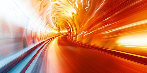 abstract tunnel with a train going through it