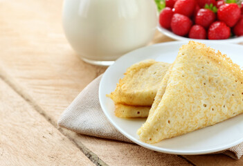 sweet traditional thin pancakes for breakfast