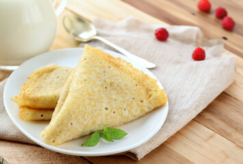 sweet traditional thin pancakes for breakfast