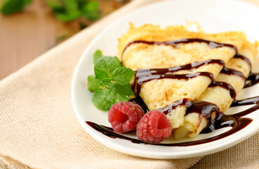 sweet traditional thin pancakes for breakfast