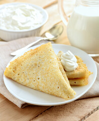 sweet traditional thin pancakes for breakfast