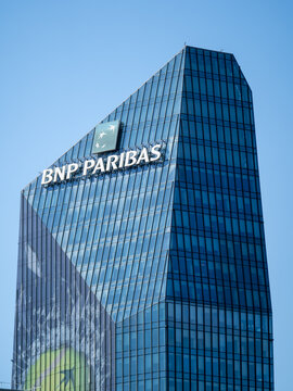 Milano, Italy. The iconic Diamond tower. Today headquarter of the BNP Paribas bank. Skyscraper which is part of a group of residential and business buildings. Porta nuova district