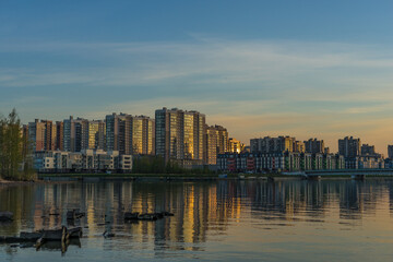 city harbour at sunset 