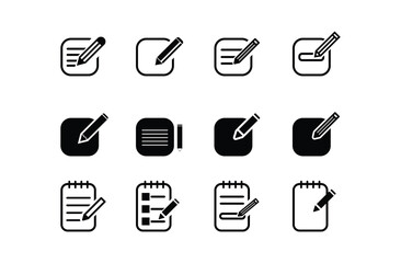 Edit icon collection. Writing note symbol vector illustration.