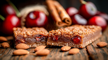Homemade cherry cornmeal crumb bars. A simple but healthy and delicious summer dessert