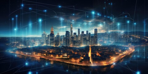 Fototapeta premium smart digital technology global network connection, buisiness, modern data network internet information background