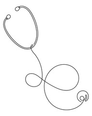 continuous line drawing of stethoscope infinity shape